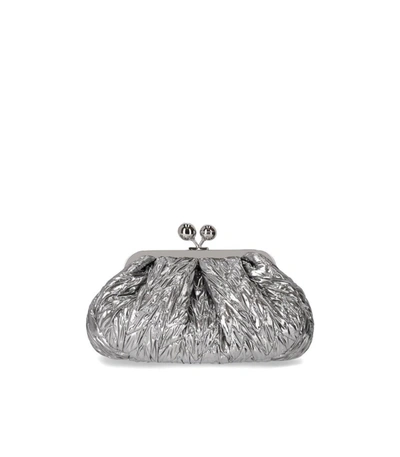 Shop Weekend Max Mara Pasticcino Danza Small Silver Clutch Bag