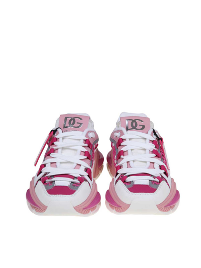 Shop Dolce & Gabbana Sneakers In A Mix Of White And Pink Materials