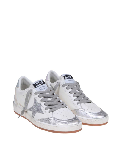 Shop Golden Goose Ballstar In White And Silver Leather