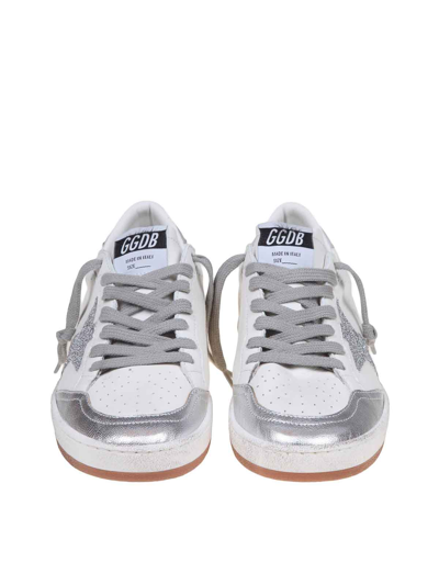 Shop Golden Goose Ballstar In White And Silver Leather