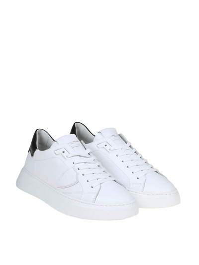 Philippe Model Temple White Black Leather Sneaker In White