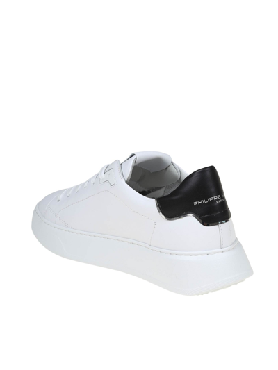 Philippe Model Temple White Black Leather Sneaker In White