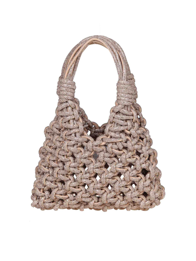 Shop Hibourama Jewel Bag With Weaving And Crystals In Bronze
