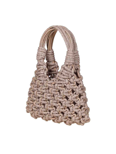 Shop Hibourama Jewel Bag With Weaving And Crystals In Bronze