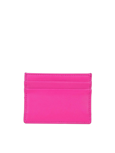 Shop Dolce & Gabbana Devotion Card Holder In Leather In Pink