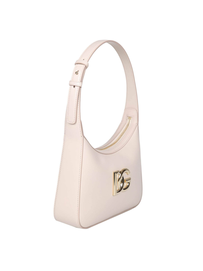 Dolce & Gabbana 3.5 Leather Shoulder Bag With Dg Logo In Light Pink