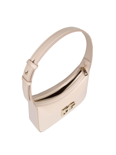 Shop Dolce & Gabbana 35 Shoulder Bag In Leather With Dg Logo In Light Pink