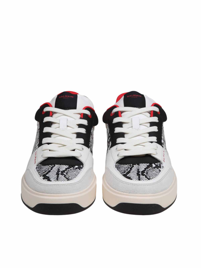 Shop Balmain B-court Flip Sneakers With Python Effect In Beige