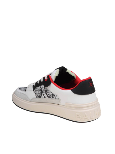 Shop Balmain B-court Flip Sneakers With Python Effect In Beige