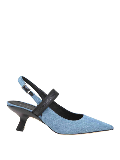 Shop Vic Matie Bonbon Decollete In Denim With Elastic In Blue