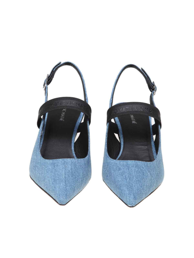 Shop Vic Matie Bonbon Decollete In Denim With Elastic In Blue