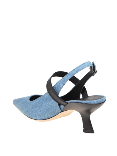 Shop Vic Matie Bonbon Decollete In Denim With Elastic In Blue