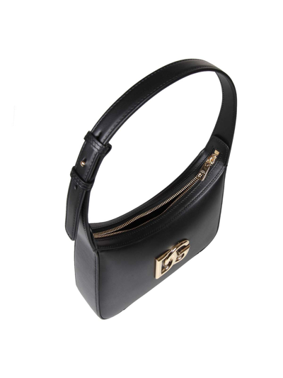 Dolce & Gabbana 35 Shoulder Bag In Leather With Dg Logo In Black