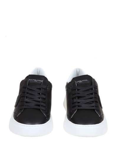 Shop Philippe Model Temple Sneakers In Black Leather