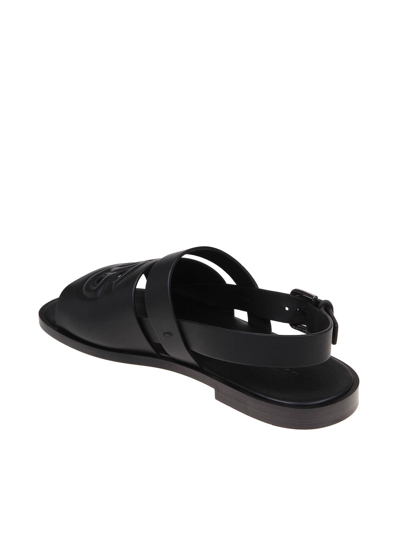 Shop Dolce & Gabbana Quilted Logo Leather Sandal In Black