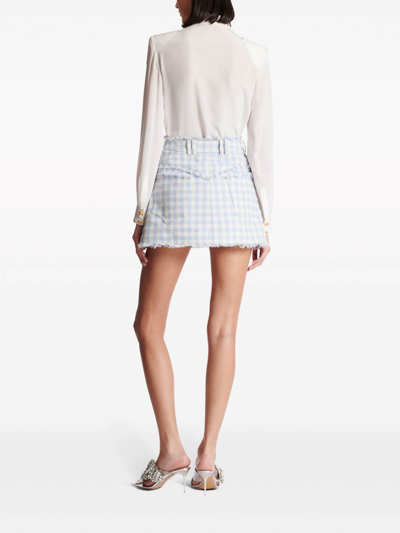 Shop Balmain Western Mini Skirt In White