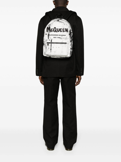 Shop Alexander Mcqueen Graffiti Backpack In White
