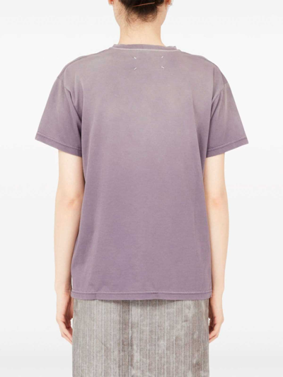 Maison Margiela Purple T-shirt With Logo Embroidery In Cotton Woman In Purple