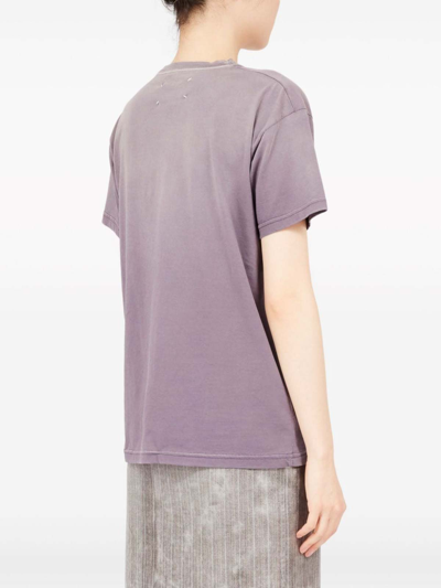 Maison Margiela Purple T-shirt With Logo Embroidery In Cotton Woman In Purple
