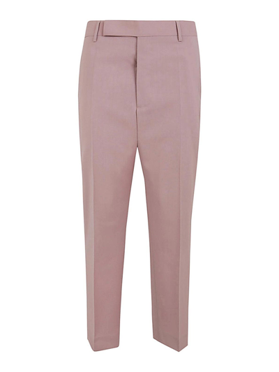 Rick Owens Light Pink Pressed-creased Wool Trousers In Pink