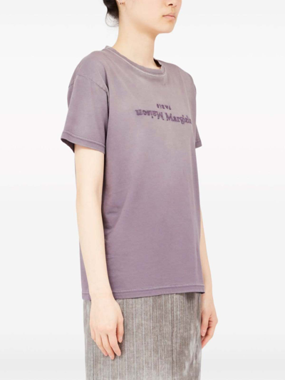 Maison Margiela Purple T-shirt With Logo Embroidery In Cotton Woman In Purple