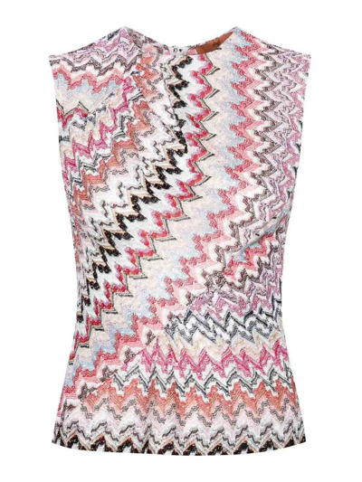 Shop Missoni Zig Zag Top In Nude & Neutrals