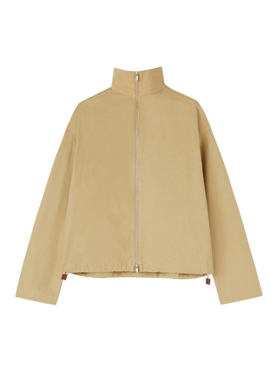 Shop Jil Sander High Collar Jacket In Beige