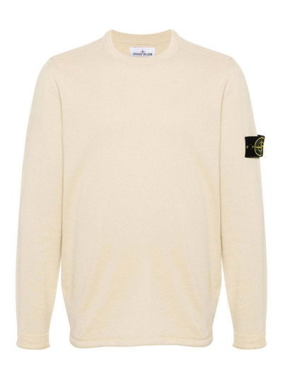 Shop Stone Island Sweater With Patch In Beige