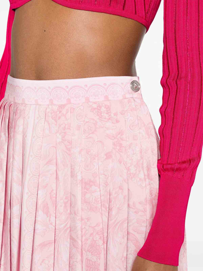 Shop Versace Barocco Print Skirt In Nude & Neutrals