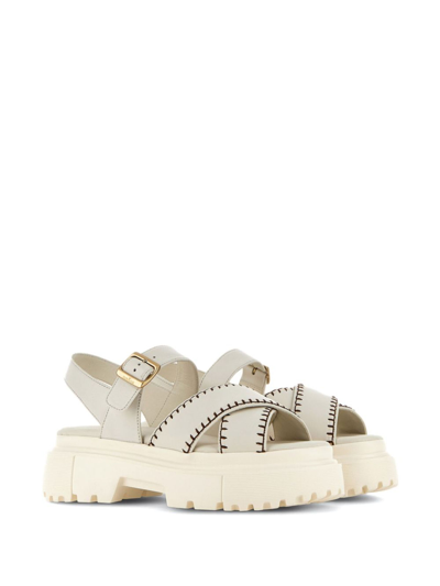 Shop Hogan Sandals With Buckle In Beige