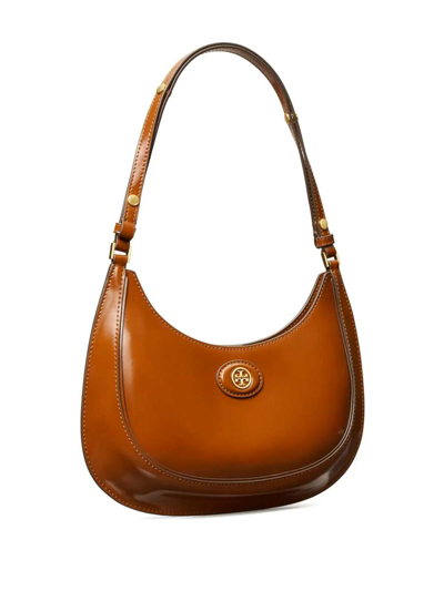Shop Tory Burch Robinson Convertible Crescent Bag In Brown
