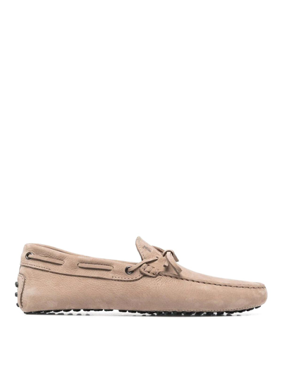 Shop Tod's Nabuk Loafers In Brown