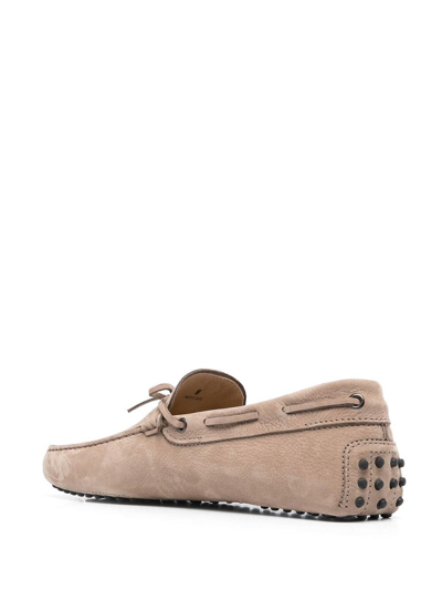 Shop Tod's Nabuk Loafers In Brown