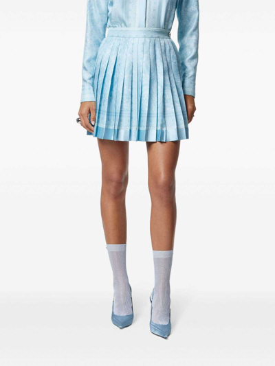 Shop Versace Barocco Print Skirt In Light Blue