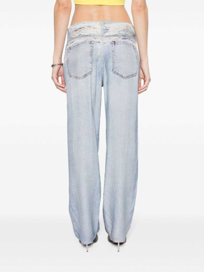 Diesel Vintage-inspired Stretch Denim Print Pants For Women In Blue