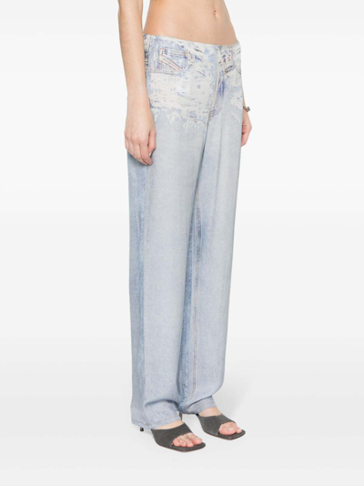 Diesel Vintage-inspired Stretch Denim Print Pants For Women In Blue