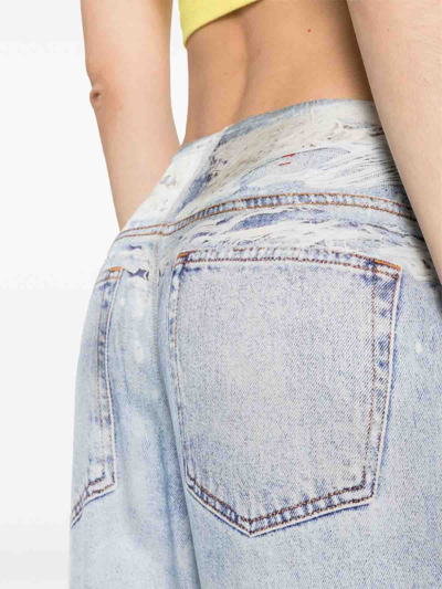 Diesel Vintage-inspired Stretch Denim Print Pants For Women In Blue