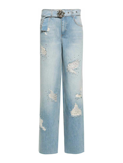 Shop Blugirl Jeans With Rhinestone Detail In Blue