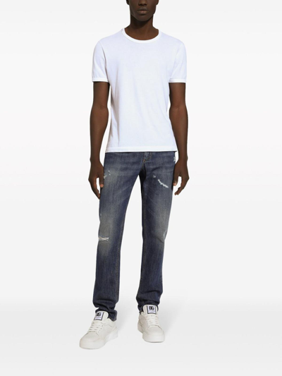 Shop Dolce & Gabbana Distressed Finish Jeans In Blue