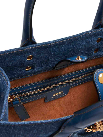 Shop Versace Small Shopper Bag In Blue