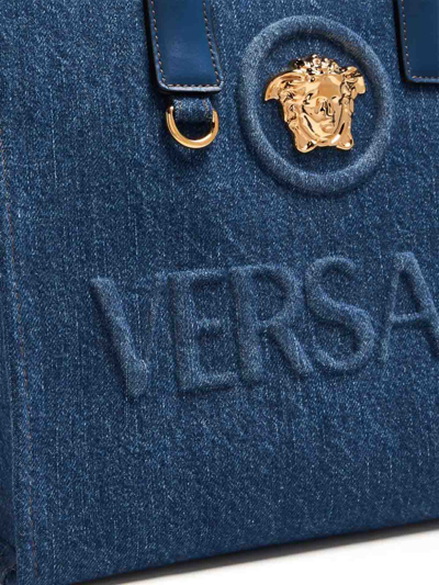 Shop Versace Small Shopper Bag In Blue