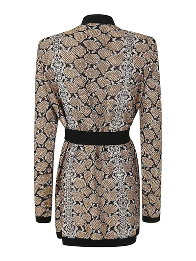 Shop Balmain Glittered Belted Cardigan In Black