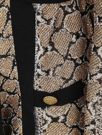 Balmain Glittered Belted Cardigan In Black
