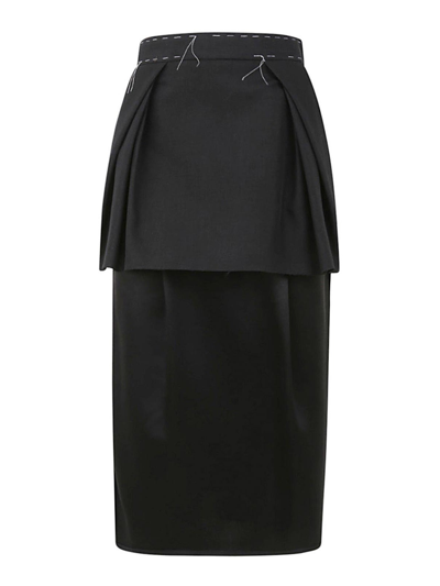 Shop Maison Margiela Midi Skirt In Black