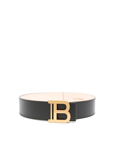 Shop Balmain Calfskin Belt In Black