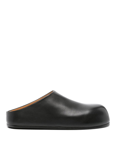 Marsèll Leather Solid Color Mules In Black