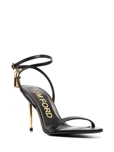 Tom Ford Padlock 85 Naked Pointy Sandals In Calf Leather In Black