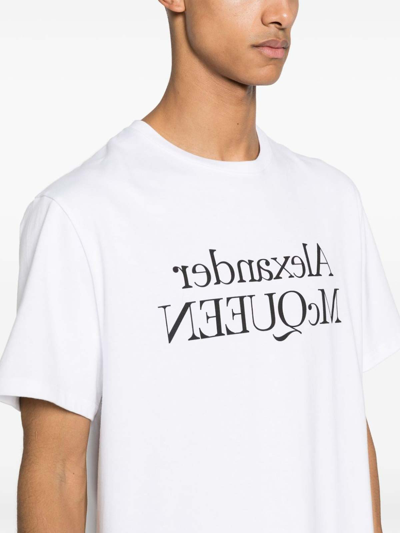 Alexander Mcqueen Alexander Mc Queen Reflected Logo T Shirt In Black