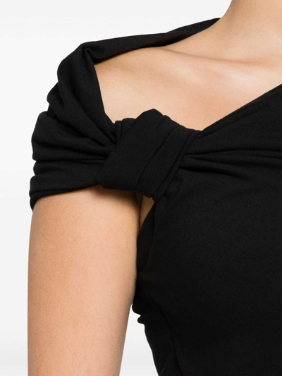 Shop Alexander Mcqueen Asymmetrical Top Design In Black