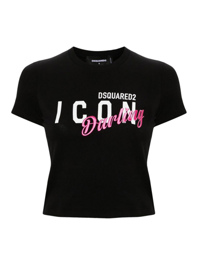 Shop Dsquared2 Slogan Motif T-shirt In Black